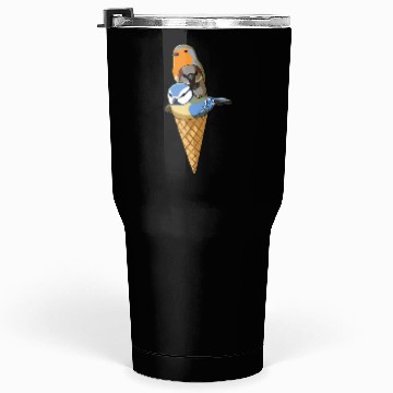 Discover Funny Birds Ice Cream Robin, Blue Tit and House Tumblers 30 Oz