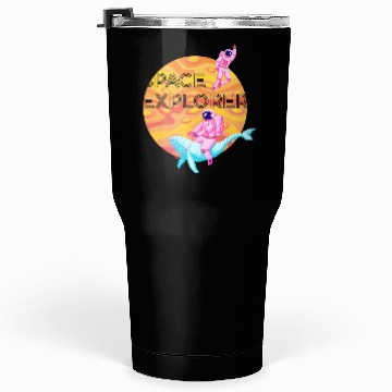 Discover Space Explorer Two Astronauts and A Blue Whale Tumblers 30 Oz