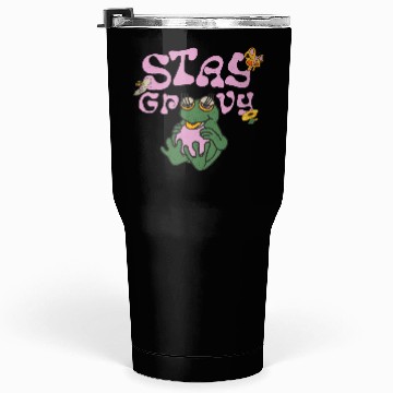 Discover Stay Grvy - Pink Dark Green Typecentric Tumblers 30 Oz