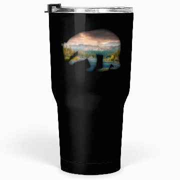 Discover Bear bear silhouette with forest fill Tumblers 30 Oz