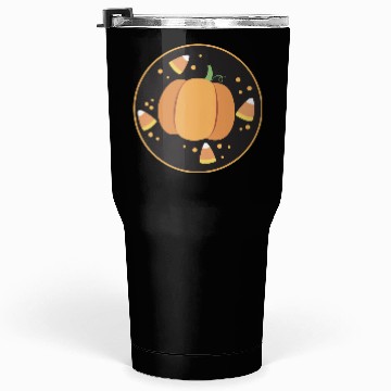 Discover Pumkpin on a circle with candy corn Tumblers 30 Oz