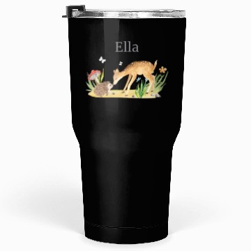 Discover Forest Animal Deer Hedgehog Flowers Name Ella Tumblers 30 Oz