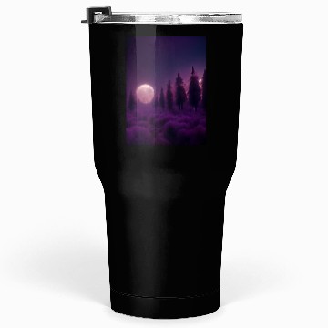 Discover Forest in night above purple clouds, moon Tumblers 30 Oz
