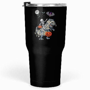 Discover Funny Skeleton Riding Mummy dinosaur Halloween Tumblers 30 Oz