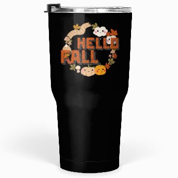 Discover Hello Fall Cute Nature Autumn leaves Pumpkins Tumblers 30 Oz