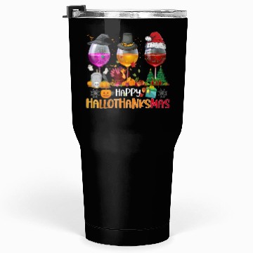 Discover Wine Glasses Witch Santa hat Happy Hallothanksmas Tumblers 30 Oz