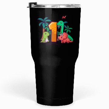Discover 1st Birthday T-Rex Triceratops Dinosaur 1 Year Tumblers 30 Oz