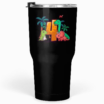 Discover 4th Birthday Trex Triceratops Dinosaur 4 Year Tumblers 30 Oz