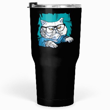 Discover Stylish Nerd Persian Cat Beanie Glasses Tattoo Tumblers 30 Oz