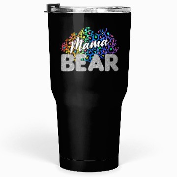Discover Mama Bear Leopard Silver Glitter Tumblers 30 Oz