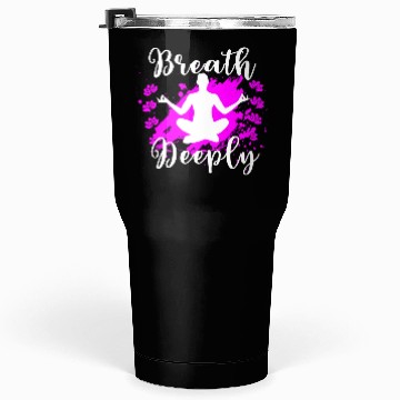 Discover Yoga Tumblers 30 Oz Breath Deeply Pink Lotus Gift Tumblers 30 Oz