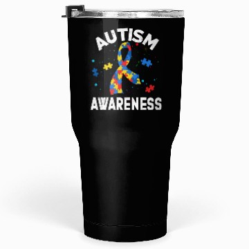 Discover Autism Awareness Ribbon Shape Tumblers 30 Oz