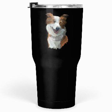 Discover Cute Brown Border Collie Dog Watercolor Painting Tumblers 30 Oz