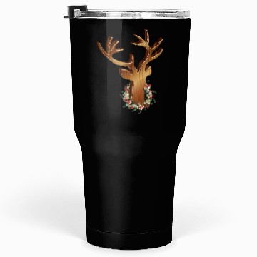 Discover Deer head in wood look with Christmas wreath Tumblers 30 Oz