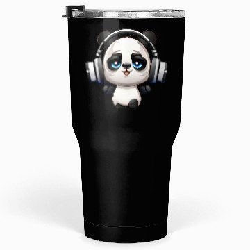 Discover Cute Music Loving Panda Cartoon Tumblers 30 Oz