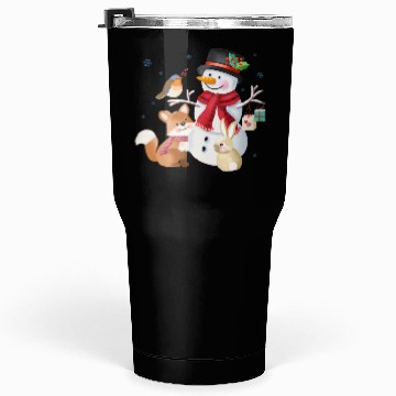 Discover Snowman with fox, rabbit and robin Tumblers 30 Oz