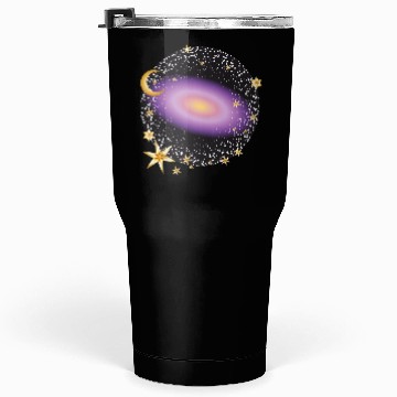 Discover glowing violet galaxy with moon and stars Tumblers 30 Oz