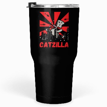 Discover Catzilla funny cat Japanese Sunset Tumblers 30 Oz