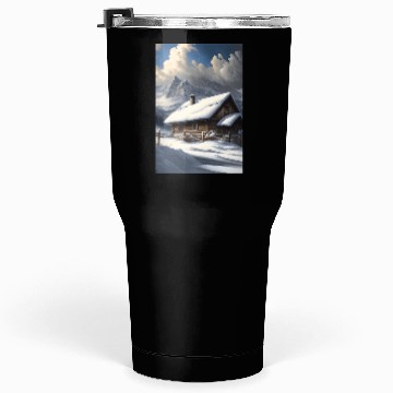 Discover alps winter landscape hut in the snow Tumblers 30 Oz