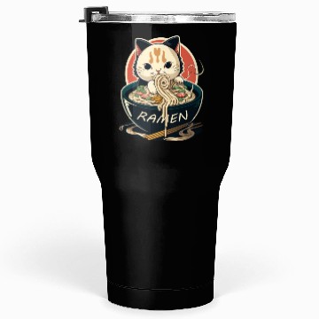 Discover Cute Cat Eating Ramen Tumblers 30 Oz