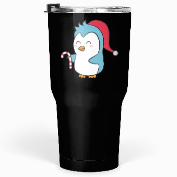 Discover Cute Penguin with Christmas Hat and Candy Cane Tumblers 30 Oz