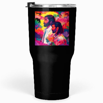 Discover Two men standing in colorful psychedelic nature Tumblers 30 Oz