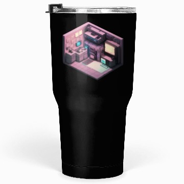 Discover Synthwave Isometric Voxel Bedroom - Future Room Tumblers 30 Oz