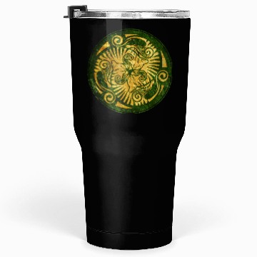 Discover Sleeping kittens, gold on green Tumblers 30 Oz