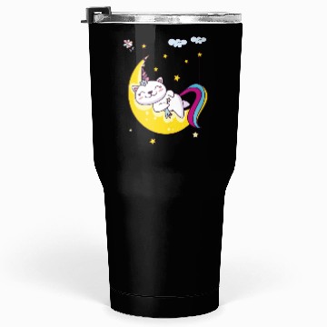 Discover Unicorn pony cat on the moon, magic sleeping time Tumblers 30 Oz