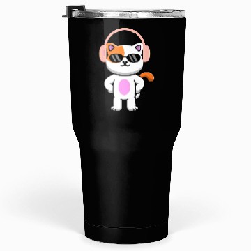 Discover cat wearing headphones Tumblers 30 Oz