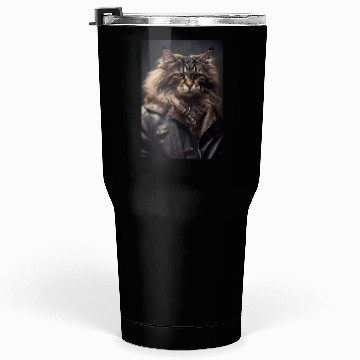 Discover Norwegian Forest Cat Breed wears a leather jacket Tumblers 30 Oz