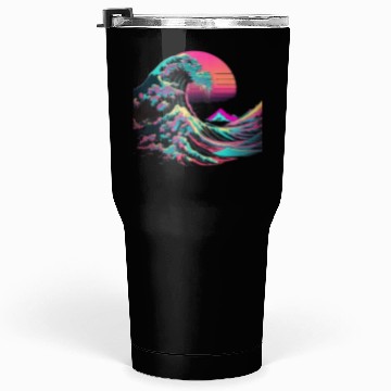 Discover Vaperwave Aesthetic Glitch Great Wave Retrowave Sy Tumblers 30 Oz