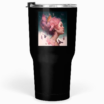 Discover Breast Cancer Survivor Pink Flower Hair Girl Tumblers 30 Oz