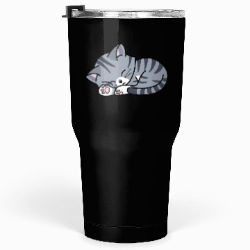 Discover Grey Tabby Sleeping Tumblers 30 Oz