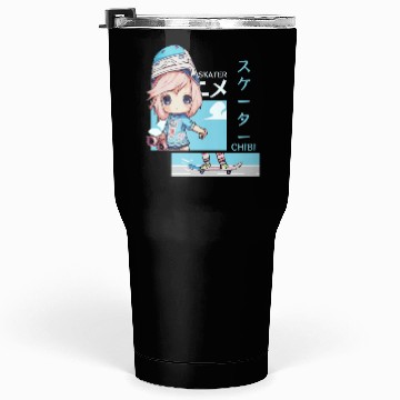 Discover Kawaii Chibi Skater Skateboard Japanese Aesthetic Tumblers 30 Oz