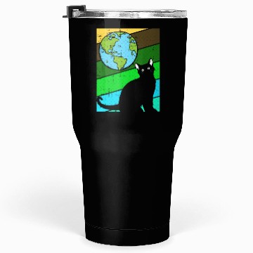 Discover Black Cat Earth Day Retro Kitten Lover Environment Tumblers 30 Oz