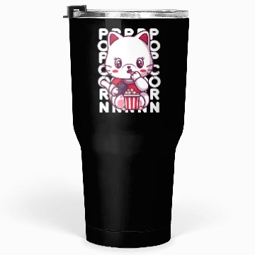 Discover Cat Eating Popcorn Tumblers 30 Oz