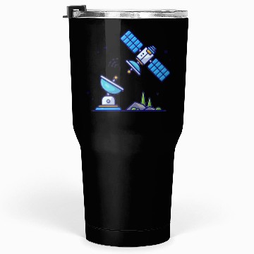 Discover Flying satellite with antenna space Tumblers 30 Oz