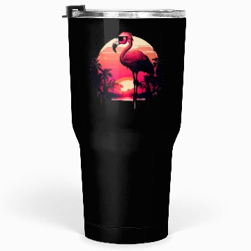 Discover Retro Sunset Pink Flamingo Summer Design Flamingo Tumblers 30 Oz