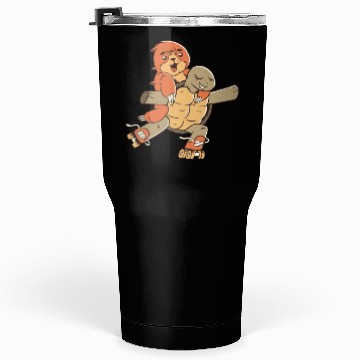 Discover Sloth and turtle roller skating Tumblers 30 Oz