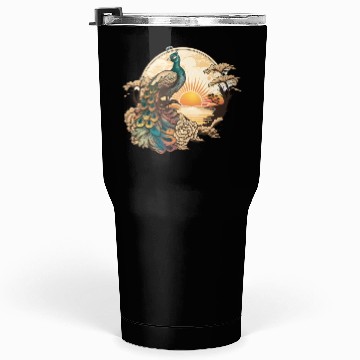 Discover Serenity at Sunrise: Peacock Inspired Artwork Tumblers 30 Oz