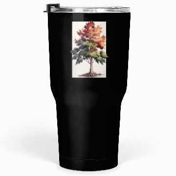 Discover Serene Watercolor Maple Tree Art Tumblers 30 Oz