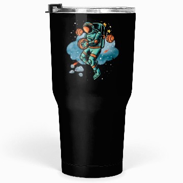 Discover Blue and Orange Illustrated Astronaut Galaxy Tumblers 30 Oz