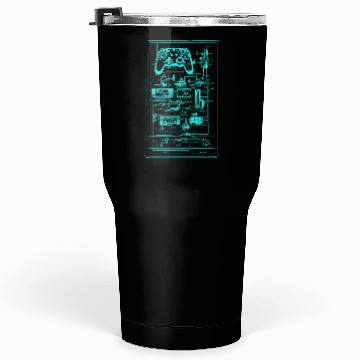 Discover Neon Teal Video Game Controller Blueprint Tumblers 30 Oz