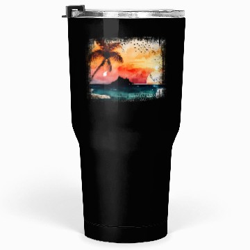 Discover Beach Sunset Watercolor Design Art 5 Tumblers 30 Oz