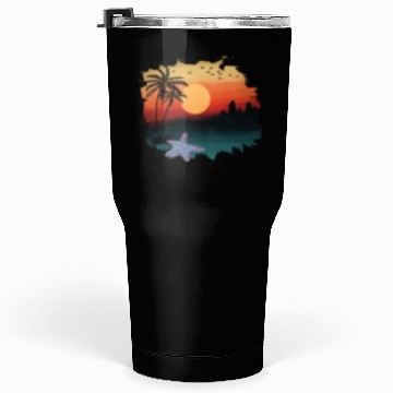 Discover Beach Sunset Watercolor Design Sublimation Art 1 Tumblers 30 Oz
