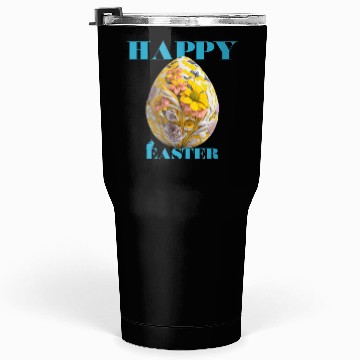 Discover Happy Easter Egg Design with Floral Elements Tumblers 30 Oz