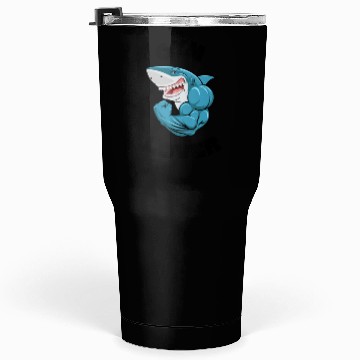 Discover Blue Illustrated Shark Gym Lover Tumblers 30 Oz