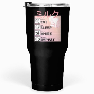 Discover Eat Sleep Anime Repeat Straweberry Milk Japanese Tumblers 30 Oz