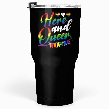 Discover Here And Queer LGBTQ Community Rainbow Pride Month Tumblers 30 Oz